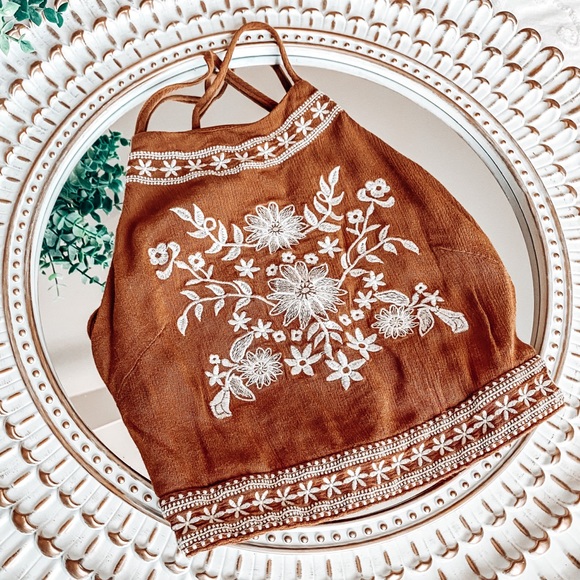 Tops - Backless Embroidered Top